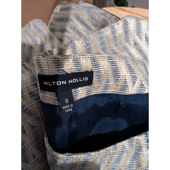 Hilton Hollis Size 8  blouse top silver and gold lined zipper back - Picture 3 of 4